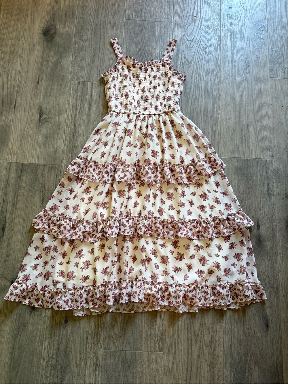 Rare Editions Cream Sundress with Pink Floral Print